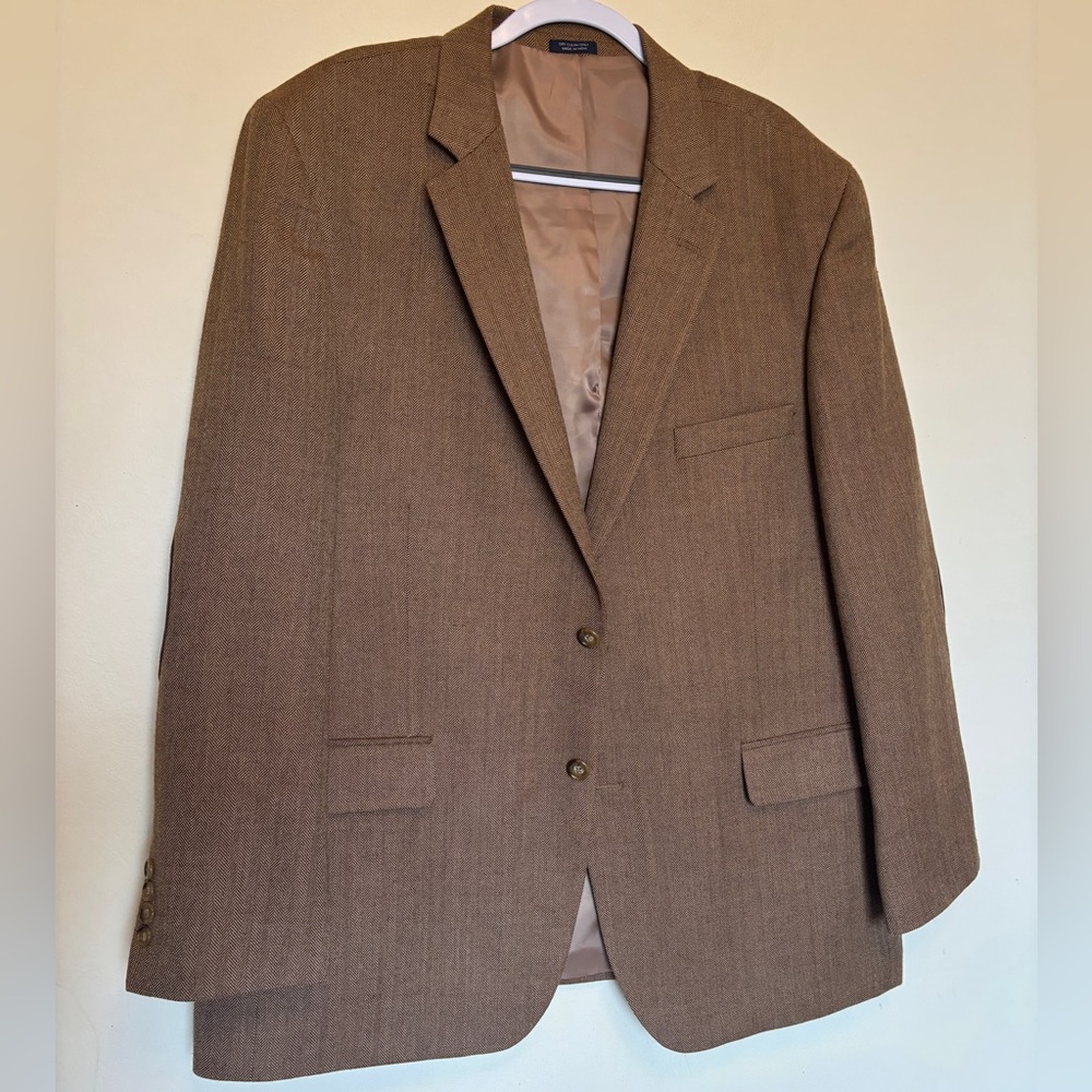 Saddlebred Sport Coat 48R Wool Herringbone Blazer Preppy Classic Casual Academia